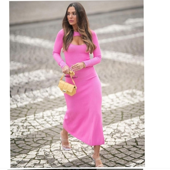 Zara * cut out knit dress pink maxi midi - Picture 12 of 12